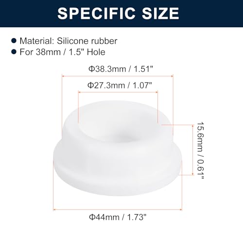 uxcell 4Pcs White Plug Holes, Waterproof Rubber Button Plug for 38mm / 1.5" Hole - size: 38mm