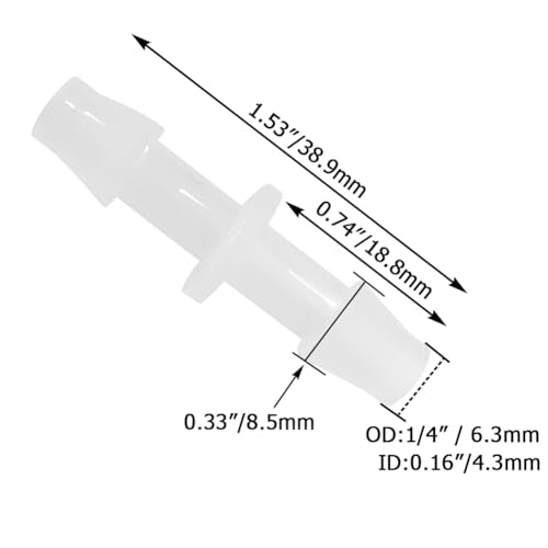 Plastic Hose Barb Fitting 1/4" x 1/4" Pipe Connectors Joint Splicer Mender Adapter Union for Aquarium Household Adapters Fuel Gas Liquid Air (Pack of 5) - size: 1/4 Inch-5pcs