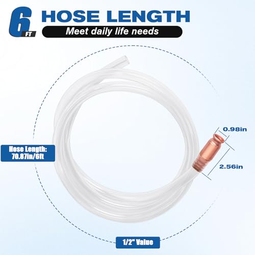Wadoy Self-Priming Siphon Hose Pump Kit - 6FT 1/2" Valve Liquid Transfer Hose for Gas, Oil, Water, Aquarium, Fuel - Food Grade Silicone Tubing, Universal Fit for Jugs, Barrels, Tanks(2 Pack)