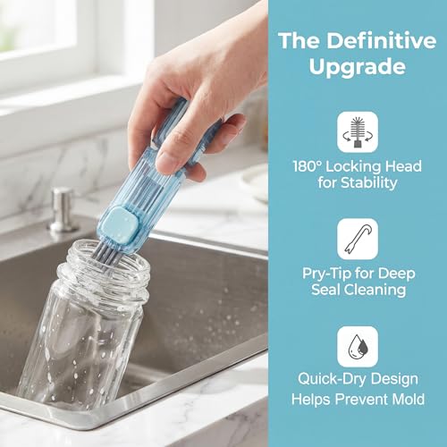 VIDONIO 4 in 1 Cup Lid Gap Cleaning Brush, Multifunctional Insulation Bottle Cleaning Tools, Mutipurpose Tiny Silicone Cup Holder Cleaner, Home Kitchen Cleaning Tools - style: 1Pc White