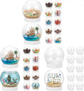 36Pcs DIY Clear Plastic Water Globes Kit, Shatterproof Snow Globes for Bulk Summer Camp Crafts, Kids Pool Party Favors, Beach Souvenirs & Sensory Jars