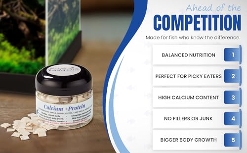 Calcium + Protein, for Strong Shells, Healthy Molts, 100% Natural, Does Not Dissolve in Water, Fast Sinking for Aquatic Shrimp, Snails, Plecos and More! Biologist Made in USA