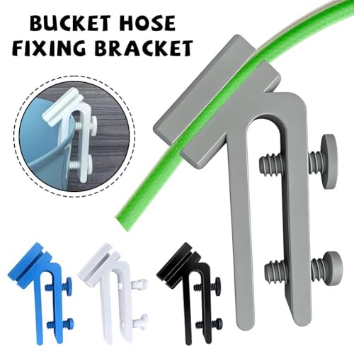 Adjustable Curved Hose Holder Clamp, Heavy Duty Bucket Mount Water Pipe Clip with Double Thumb Screws, Easy Install Aquarium Water Change & Garden Irrigation Hose Fixer (Black) - color: Black