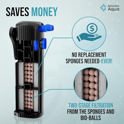 20 Gallon Fish Tank Filter up to 55 Gallons | Quiet Fish Tank Filter | Crystal Clear Water | Turtle Tank Filter | Submersible Aquarium Filter, Filter for Fish Tank, 50 Gallon Fish Tank Filter - size: 20 to 55 Gallons