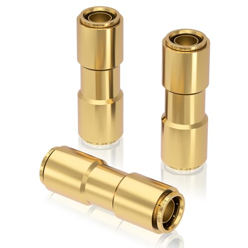 CheeMuii 3/8 Brass DOT Air Line Fitting 3 PCS Straight Union Quick Connect Fittings 3/8 Air Hose DOT Air Fittings for Semi Truck Trailers Industry Air System - size: 3/8IN-3PCS