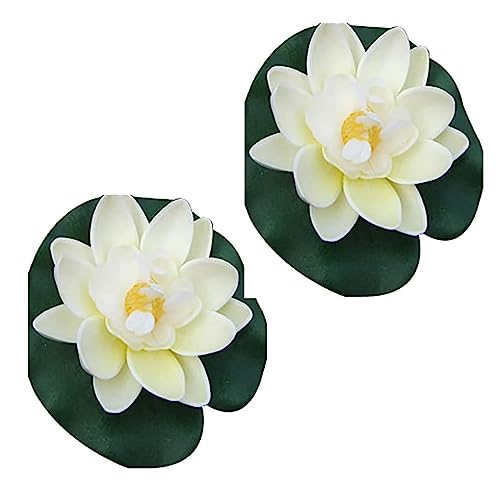 1PCS Artificial Floating Foam Lotus Flower with Water Lilys Pad Ornanments, Fish Tank Aquarium Lifelikes Fake Lotus Flowers for Patio Pond Pool Home Garden Wedding Party Special Event Decoration