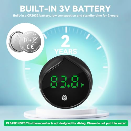Removable Aquarium Water Thermometer Gauge with Touch Screen Digital Fish Tank Thermometer LED Display ±1℉/0.5℃, Fish Tank Accessories for Betta, Axolotl, Shrimp, Turtle, Reptile and Aquatic (Black)