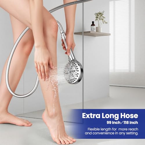 JOMOO 118-Inch Extra Long Shower Hose, Stainless Steel Handheld Showerhead Hose with Brass Fittings & EPDM Inner Tube – Anti-Kink, Leakproof, Flexible Shower Head Tube Replacement, Chrome - color: Chrome, size: 118 Inch