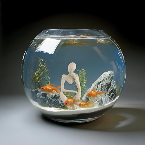 Fish Aquarium Decor Ornaments Minimalist Sandstone Thinker Statue Fish Tank Decorations Small Accessories Resin Abstract Home Decor Fish Toy for Betta Cichlid Goldfish Shrimps Hermit Crabs Turtle - color: Right Thinking