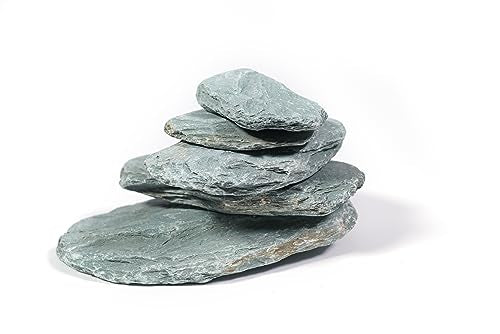 LANDEN River Slate Stone Natural Rocks(18lbs, 3~9 inches,13pcs) for Aquariums, paludariums, Terrariums, Reptile, and Amphibian Enclosures Decorative of Stream's Caves and Caverns - size: 15 River Slate Stone(3-9 inches,18lbs)