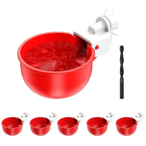 ZenxyHoC Chicken Waterer Cups, 6 Pack Automatic DIY Chicken Water Cup with 3/8'' Hole Saw