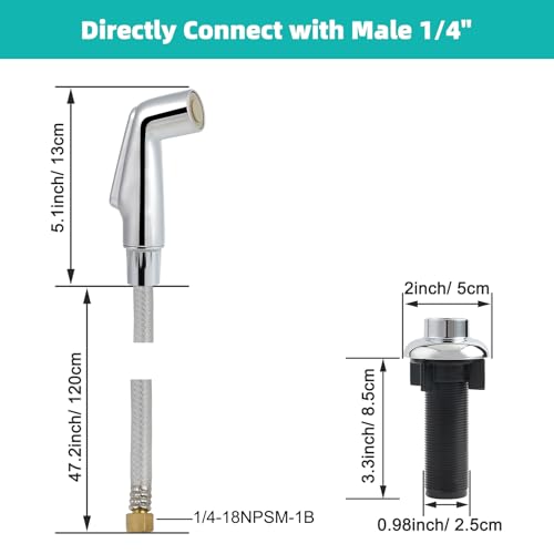Universal Fit Kitchen Faucet Sprayer Attachment/Hose/Holder Set Compatible with Moen/Delta Faucet Sprayer Replacement, Kitchen Sink Side Sprayer Head, Chrome - color: Chrome
