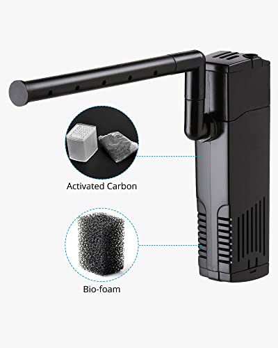 NICREW Aquarium Internal Filter, Submersible Power Filter with Multiple Function, Aeration System with Sponge Filter for Fish Tanks 10-20 Gallon, 100 GPH, 7W - size: Magi 380: 10 - 20 gal