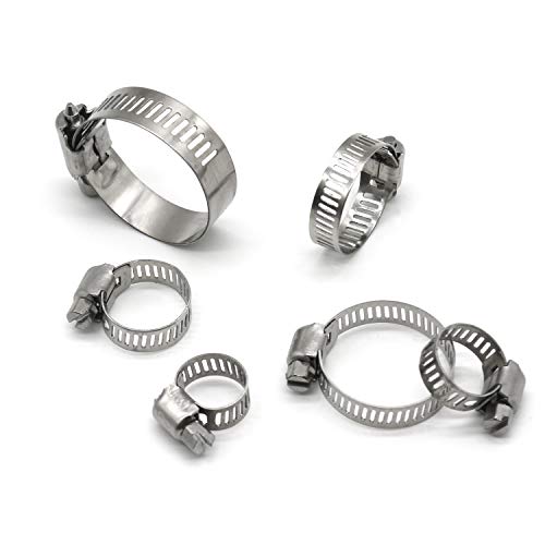 ZIPCCI Hose Clamp, 25 Pack Stainless Steel Worm Gear fuel line hose clamps, 6-12mm (1/4-1/2 inch) - size: 6-12mm