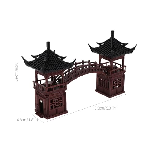 Ipetboom Fairy Garden Pavilion Figurine: Mini Pagoda with Bridge Statue Miniature Zen Garden Accessories for Micro Landscape Aquarium Dollhouse Decor