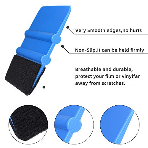 Durable Black Felt Edge Vinyl Squeegee Tool 4-Inch, Car Vinyl Film Wrapping Decal Window Tint Work, Professional Scratch Free Squeegee (Pack of 3) - color: Blue-1
