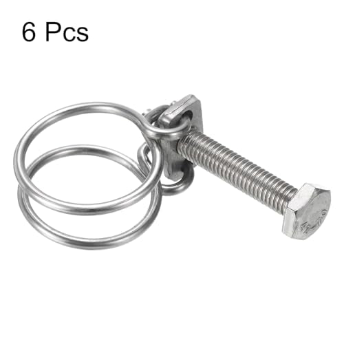 uxcell 6Pcs Double Wire Hose Clamp, 28-32mm Adjustable Stainless Steel Wire Hose Clips with M8 Bolt for Dust Collection Hose, Pump Hose Pipe - size: 28-32mm