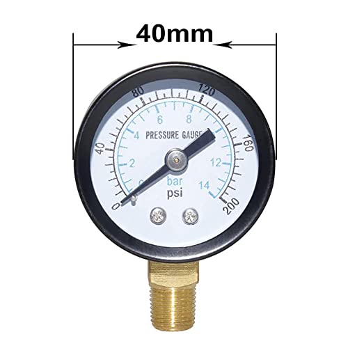 Joywayus Pressure Gauge 0 to 200 PSI Brass 1/8" Male NPT Thread Lower Mount, Multiple Function - size: 0-200PSI--1/8", style: No Glycerin Filled