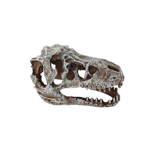 Aquarium Decoration Skull Dinosaur Head, Resin T-rex Skull Skeleton Ornament, Fish Tank Hollow Reptiles Hideout Statue Decor, Artificial Tyrannosaur Sculpture for Home Bar Office Desktop Decoration