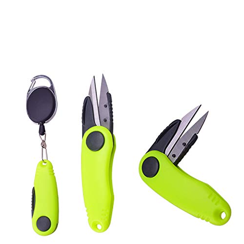 Leyal 2 Pcs Fast Shrimp Shaped Stainless Steel Fish Use Scissors Accessories Folding Fishing Line Cut Clipper Fishing Scissor (Green) - color: Green