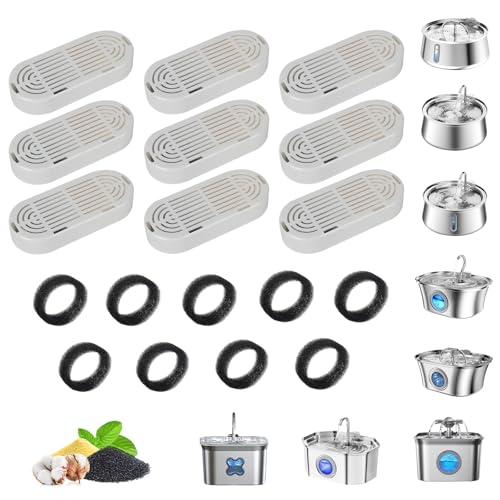 Cat Water Fountain Filter,Pet Fountain Filters Replacement for 3.2L/108oz Cat Drinking Fountain and 4L/134oz Stainless Steel Pet Water Fountain,Cat Fountain Filter Replacement with Pre-Filter Sponges