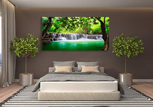 Cao Gen Decor Art-S01474 1 Panels all Art Tropical Beautiful Waterfall Prints Light Green Forest Natural Landscape Picture Canvas Paintings Creek Scenery Spring for Home Wall Decor Artwork XXLarge - color: waterfall-A, size: 56"L x 28"W