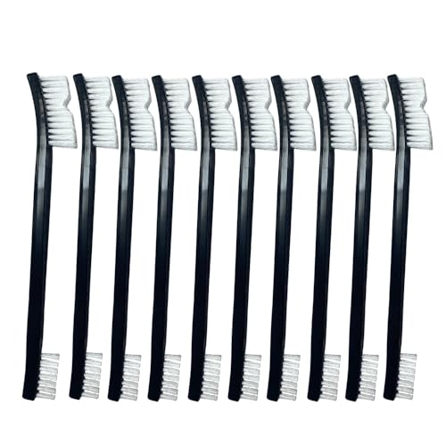 10 Nylon Brushes for Sneakers, Aquariums & Electronics – Non-Scratch, Includes Angled Brush for Bicycle Chains - Perfect for Tight Spaces - Car Detailing Nylon Brushes for Guns, Tiles & Car Interiors - size: 10 pcs
