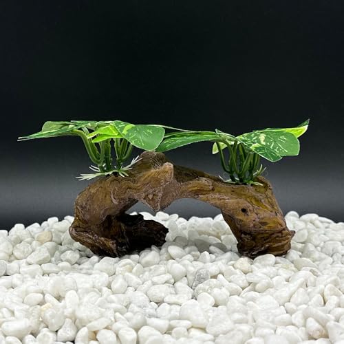 Fish Tank Decorations Aquarium Decor Ornaments Betta Silk Leaf pad Hammock Artifical Driftwood Cave Goldfish Bowl Accessories (Type-D) - color: Type-d
