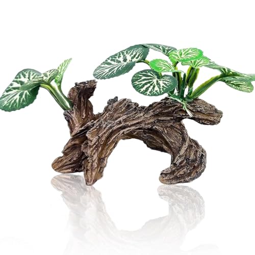 Fish Tank Decorations, Artificial Driftwood with Plants Aquarium Decor Ornaments for Betta Fish Hideout, Natural Aquarium Decoration Adds Color and Shelter
