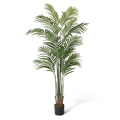 CAPHAUS 5FT Tall Artificial Palm Tree Indoor - Large Fake Palm Plant for Living Room, Realistic Faux Tree UV Resistant Low Maintenance for Home Office Decor (13 Trunks) - size: 5 FT