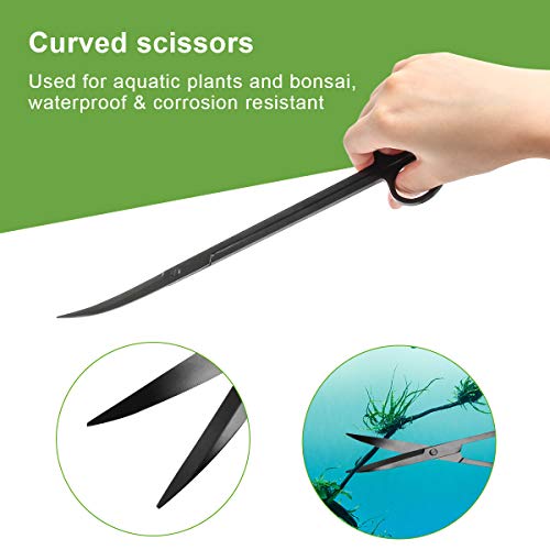 Catcan Quarium Aquascape Tools Kits, 4 in 1 Anti-Rust Aquatic Plant Aquascaping Tool Stainless Steel Black Tweezers Scissors Spatula for Aquarium Tank Clean Fish Tank Aquascape Tools Sets (black) - color: Black