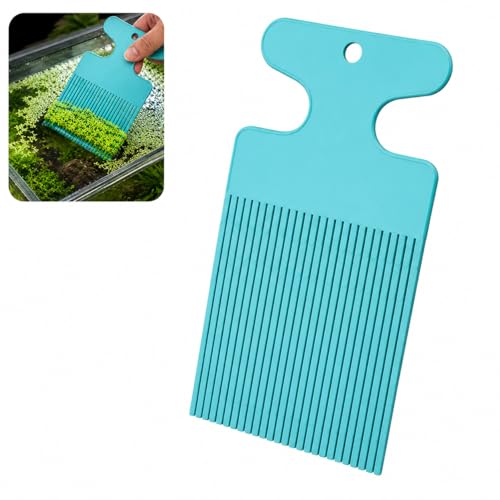 Aquarium Duckweed Removal Tool, 6.5 x 3 inch Floating Plant Comb Spatula, Aquatic Tank Cleaning Tool - color: Cyan