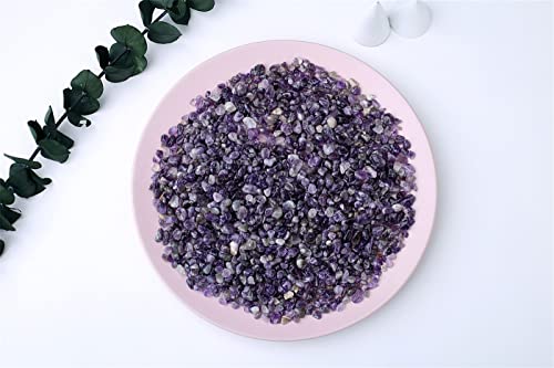 MAIBAOTA Natural Amethyst Crystal Quartz Rocks Chips Vase Filler Rocks for Succulent Plant Small Fish Tank Aquarium Gravel Decorative Pebbles Stones(200 gram) - color: Purple-amethyst, size: 0.45 Pound