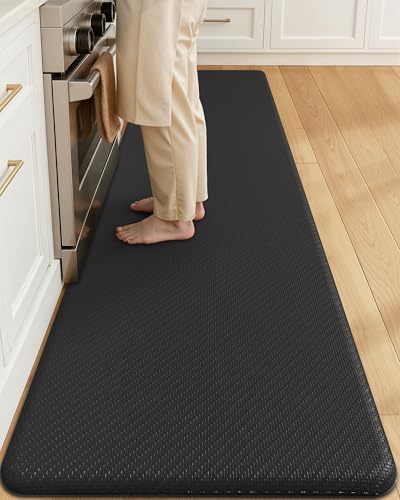Color&Geometry 0.71" Extra Thick Anti Fatigue Cushion Kitchen Floor Mat,Easy Clean, Water & Oil Proof, Non Slip, Foam Padded Runner Rug for Front Sink,20"x 71" Black (2.0 Version) - color: Black, size: 71"L x 20"W x 0.7"Th