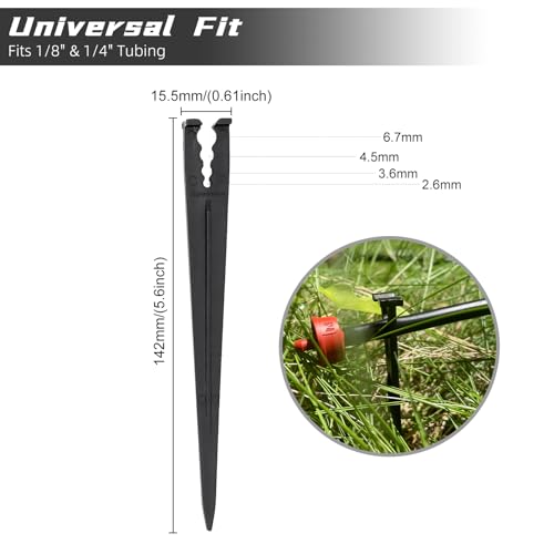 100 Pack Drip Irrigation Stakes for 1/8" to 1/4" Inch Drip Irrigation Tubing Hose Irrigation Support Stakes 5.79" H Suitable for Raising the Height of Drip Emitters/Heads or Drip Irrigation Parts - size: 100PCS Drip Irrigation Stakes