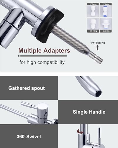Kitchen Faucet and Water Filter Faucet Combo, WOWOW Stainless Steel Kitchen Sink Faucet with Drinking Water Faucet for Reverse Osmosis or Water Filtration System, Chrome - color: Chrome, style: Kitchen Faucet & Filter Faucet