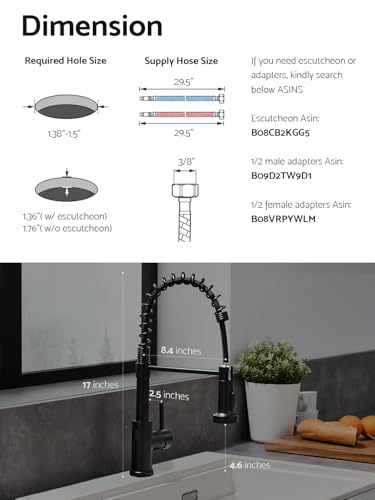 WEWE Matte Black Touchless Kitchen Faucet with Pull Down Sprayer - Motion Sensor Black Kitchen Faucet Spring Single Handle Kitchen Faucets, Stainless Steel Faucet for Kitchen Sink - color: Matte Black, style: Transitional