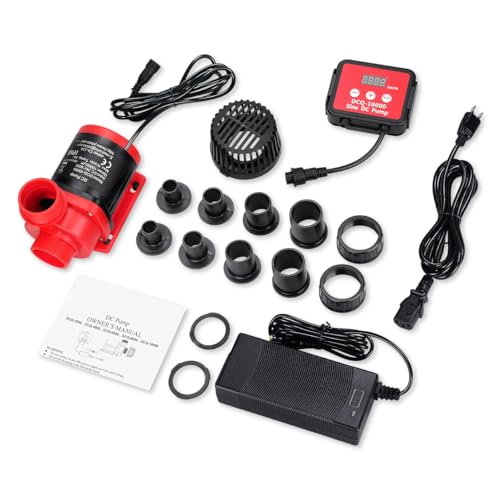 2640GPH 80W Aquarium DC Retrun Pump With LCD display Controller,DC24V 18FT Lift Controllable water pump for fresh and marine water fish tank,100 speeds ECO Quiet inline and submersible pump