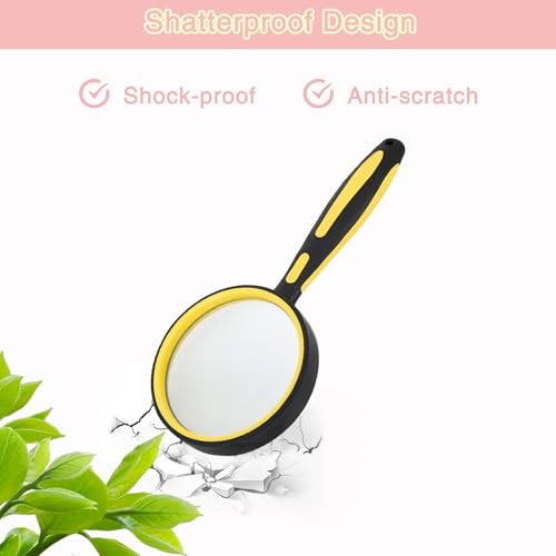 10X Magnifying Glass for Reading 75mm Handheld Portable Book Magnifier for Seniors, Small Loupe for Close Work, Classroom, Hobby Observation (Yellow) - color: Yellow