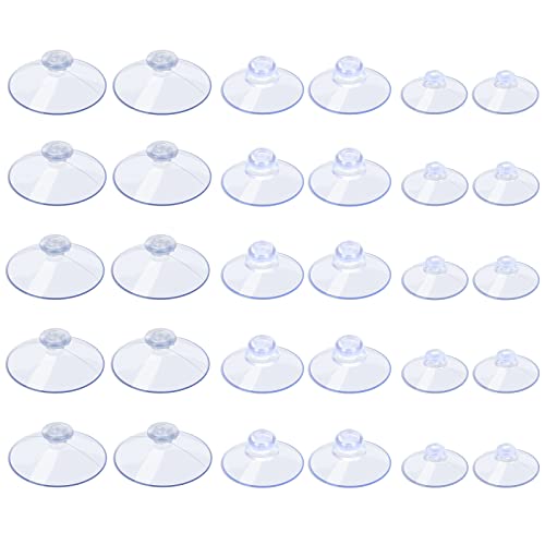 AQUANEAT 30 Packs Suction Cups Without Hooks 0.8/1.2/1.8 Inch Clear Sucker Pads for Glass Home Organization Decoration