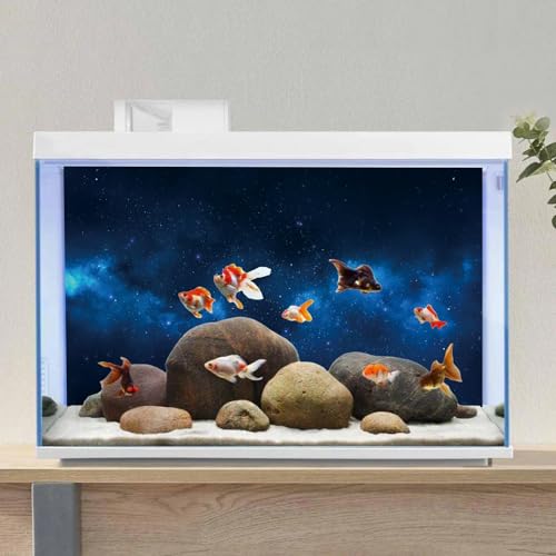 AWERT 48x20 inches Galaxy Aquarium Background Cloud Stars and Blue Cosmic Universe Fish Tank Background Mystery Space Terrarium Background - size: 48x20in/120x50cm