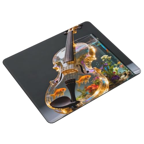 Violin Fish Tank Computer Mouse Pad Anti-Slip Rubber Base Laptop Mouse Mat for Office Computer Mousepad 10 X 12 Inch - color: Violin Fish Tank, size: 12L x 10W inches