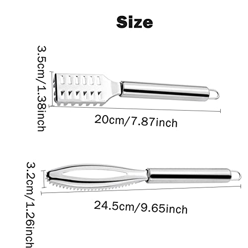Fish Scaler Remover, Fish Scales Scraping Tool, Fishes Scaler Scraper with Grip Handle Fast Cleaning Skin Steel Brush Fishes Peeling Scraper(COLOR:Silver)