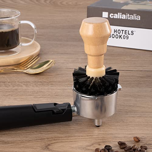 Coffee Portafilter Basket Cleaning Brush, Stiff Bristles and Wood Handle Coffee Accessories, Coffee Filter Brush Fits for 54mm/58mm Espresso Barista Machine Cleaning Tool