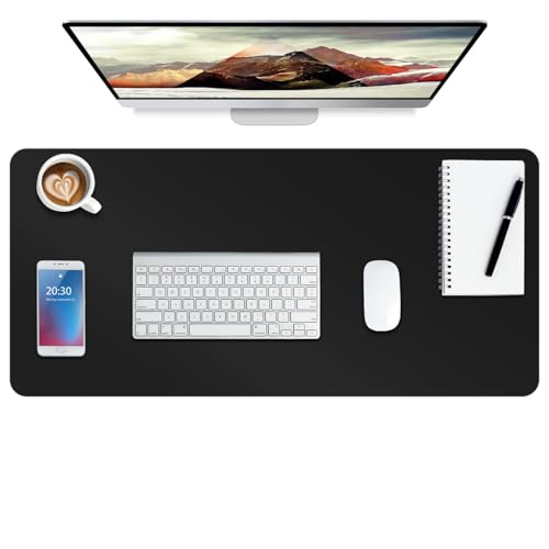 ‎Boutilon Leather Desk Pad Protector,Non-Slip Mouse Pad,Laptop Desk Pad,Office Mouse Mat,Waterproof Leather Desk Blotter,Desk Writing Pad for Office and Home,Laptop Blotter (S-Black,24"x 14") - color: Black, size: S 24" x 14"