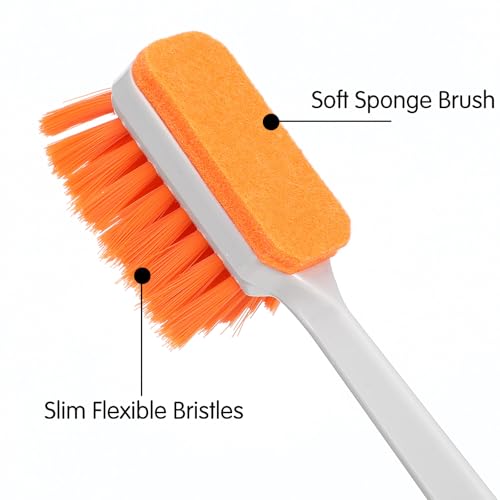 2 Pcs Small Fish Tank Cleaner Brush with Fishing Net Algae Scraper Fish Tank Brush Scrubber Sponge Tool Long Handle for Cleaning Glass Acrylic Aquariums Home Kitchen