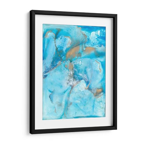 Canvas Lab | Aquarium II by Joyce Combs | 17 x 23 in | Fine Art Framed Print, Frame Color: Black, With Mat | Abstract, Nature, Watercolor, Modern, Soft Ethereal and Fluid Abstract - color: Frame Color: Black with mat, Aquarium II, size: 23.6"L x 17.7"W