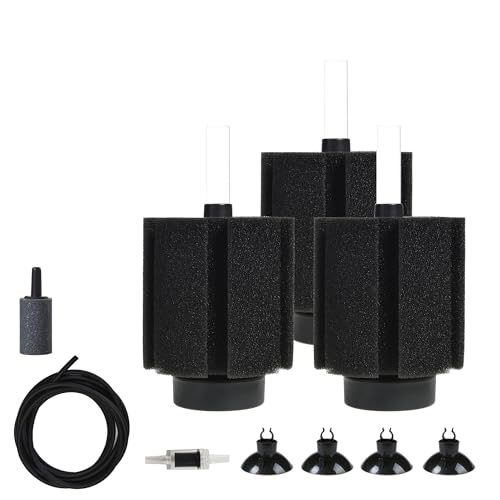 ALEGI Aquarium 75 Gallon Sponge Filter with Air Stone,75 Gallon Sponge Filter for Breeding Fry Betta Shrimp (3 pcs) - size: 3 pcs
