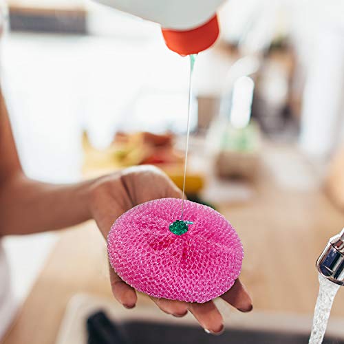 Blulu Plastic Dish Scrubbers for Dishes Pot Round Nylon Pad, Mesh Scouring Non Scratch Pads(Rainbow Colors,15 Pieces) - color: Rainbow Colors