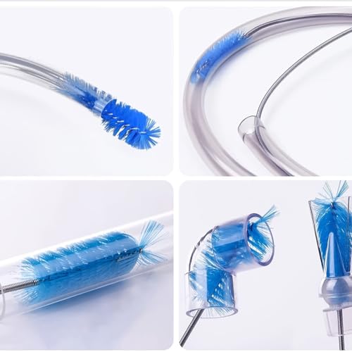 Flexible Double-Ended Pipe Cleaning Brush 1pc - 78.74in Air Tube Hose Cleaner, Aquarium Accessory for Tank & Filter, Nylon Bristle Reach Tool